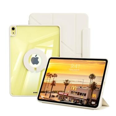 Imagem de Capa transparente para iPad A16 11ª geração de 11 polegadas 2025/iPad 10ª geração 10 polegadas 2022 com suporte para lápis, parte traseira magnética giratória transparente para PC, despertar/hibernar