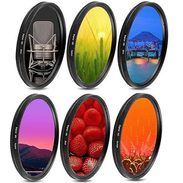 Imagem de Acuvar Kit de filtro de lente colorida graduada de 58 mm, conjunto de filtros gradientes de 6 peças para DSLR e lentes de câmera mirrorless – Inclui filtros de fotografia e efeitos ao ar livre + bolsa