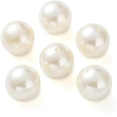 Imagem de DanLingJewelry 5 miçangas brancas cremosas de imitação de pérolas redondas 30 mm grandes contas espaçadoras de pérolas acrílicas para fazer joias, pulseiras, colares, chaveiros, artesanato