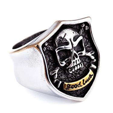 Imagem de Anéis de joia fashion masculinos ZMY, anel de caveira de aço inoxidável 316L Good Luck para homens