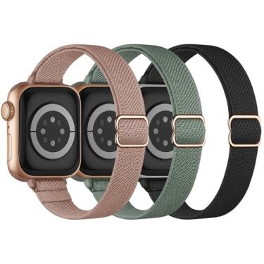 Imagem de Pulseira fina elástica compatível com Apple Watch séries 10, 9, 8, 7, 6, 5, 4, 3, Ultra, SE 2 1 de 40 mm, 41 mm, 42 mm, 38 mm, 44 mm, 45 mm, 46 mm, 49 mm, Ultra, SE 2 1