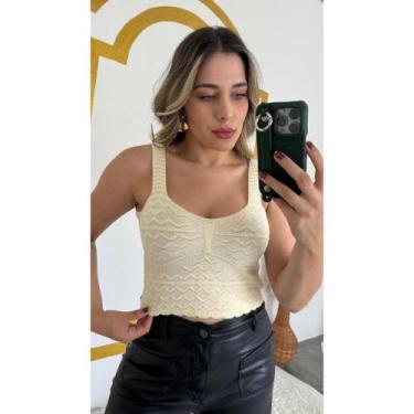 Imagem de Blusa Modal Cropeed Regata Feminina Basica Estilo Blogueira Ondas - Vi