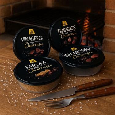 Imagem de Kit 4 Potes Com Tampa Hermética BPA Free Para Seu Churrasco - Pedreira