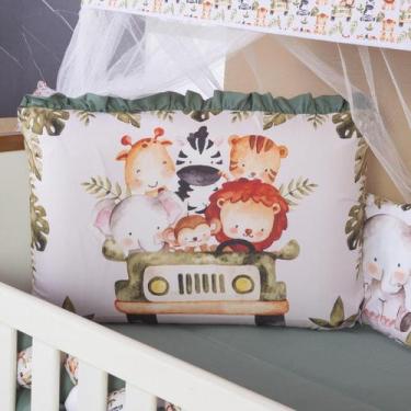 Imagem de Kit Berço Americano 13 pcs para Bebê Menino Safari Zoo - Carinha de An