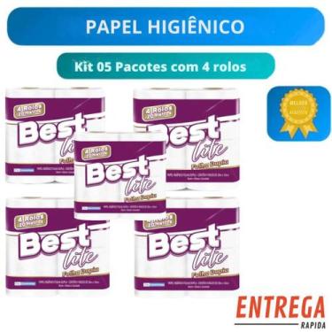 Imagem de Kit com 5 pacotes de papel higiênico Best Lite folha dupla neutro