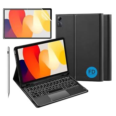 Imagem de Capa com Teclado para Redmi Pad SE 11" com Mouse Touchpad e Compartimento para Caneta + Película Paperlike para Redmi Pad SE + Caneta Precision - FD Acessórios (Kit Capa + Película + Caneta)