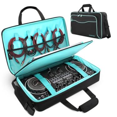 Imagem de AUROTIER Bolsa De Dj Para Ddj-Flx4/Ddj 200/Ddj 400/Ddj Rev1, Acolchoada Controlador Com 4 Bolsos Laptop 17,3 Polegadas, Cabos, Estojo Mixer Alça Ombro Ajustável Equipamento
