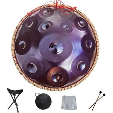 Imagem de Handpan Tambor Hand Pan 9 10 12 14 Notas Instrumento De Percussão Profissional Handpan De Aço Com Bolsa De Viagem Decoração De Corda E Marretas Para Meditação Yoga, Purple, 12Notes
