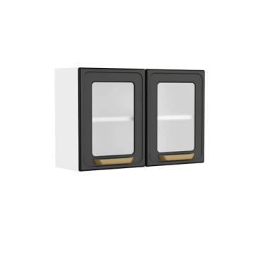 Imagem de Armário Aéreo de Aço 2 Portas Vidro Grafite Bella Bertolini