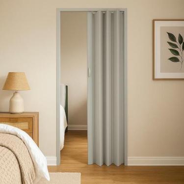 Imagem de Porta sanfonada pvc 1,46m cinza - Plasflex