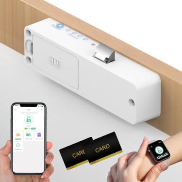 Imagem de Eseesmart Fechadura de armário inteligente, fechadura magnética oculta com Bluetooth RFID, fechadura de gaveta sem chave, à prova de bebês, para crianças, para armário de licor, armário, cômoda de