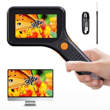 Imagem de Microscópio digital para adultos, microscópio portátil USB com tela HD de 7,6 cm, lupa portátil para moedas com 8 luzes LED ajustáveis, compatível com Windows e MacOS View - Preto