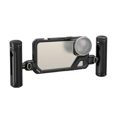 Imagem de SmallRig Kit de gaiola dupla para celular 4392 para iPhone 15 Pro Max, kit de gaiola de vídeo móvel com alça dupla de liberação rápida sem fio para gravação de vídeo/YouTube/streaming
