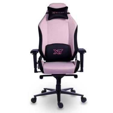Imagem de Cadeira Gamer, XT Racer Draco, Reclinável Ergonômica, Tecido Polyester, Preto e Rosa.