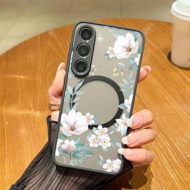 Imagem de Capa De Telefone Magnética Floral Com Magsafe Fosca Para Samsung Galax