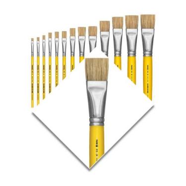 Imagem de Kit 13 Pincéis Chato 815 Tigre p/ Pintura Tintas Guache ou Acrílica us