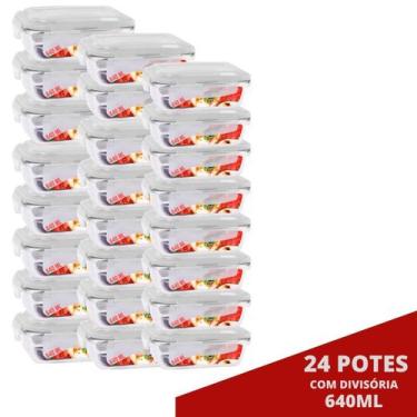 Imagem de 24 Marmita de Vidro 640ML c/ Divisória e Tampa Hermética - QUALITY HOU