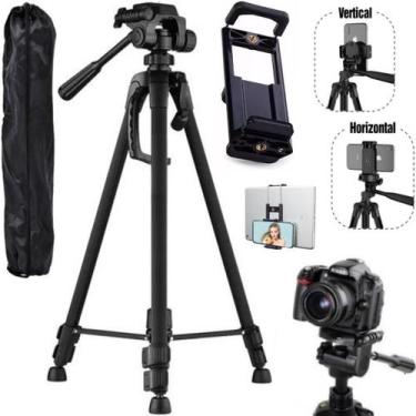 Imagem de Tripé 1,50 metros profissional + suporte 2 em 1 para tablet celular sm