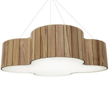 Imagem de Lustre Decorativo Madeira Pendente Farol 68Cm - Luminária Iluminação D