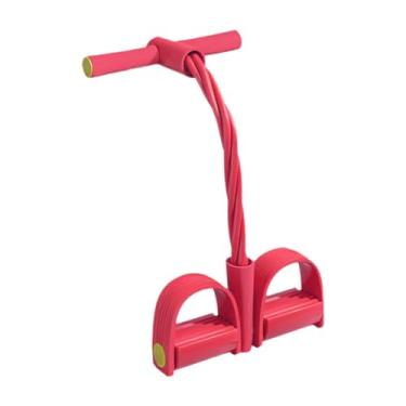 Imagem de KiBcsLic Faixa de Resistência para Pedal, Corda Tensora de 4 Tubos, Multifuncional para Pernas, Academia em Casa, Braços, Vermelho
