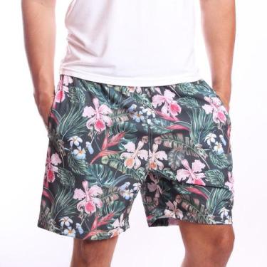 Imagem de Short Tactel Ox Silver Floral Flores, P, Preto, Masculino