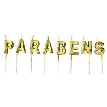 Imagem de Vela Aniversário Parabéns Design Luxo Várias Cores 8 Und. - PB Festas,