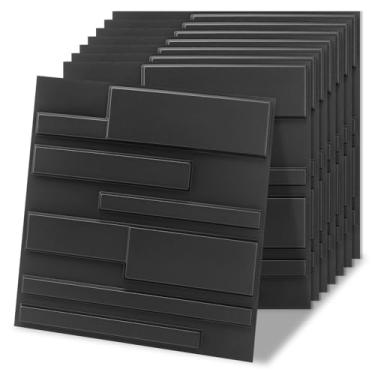 Imagem de Art3d Pacote com 20 painéis de parede decorativos 3D, 1,9 m2, decoração de parede interior de PVC, 30 x 30 cm, preto