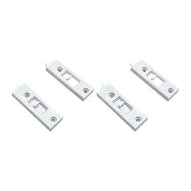 Imagem de FLCPJGV 4x Trava de Inclinação de Encaixe com Mola de Substituição com Espaçamento Central Trava Deslizante Acessórios Reversíveis para Janelas Pares de Trava, Branco, M