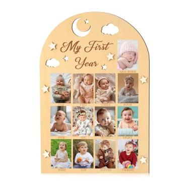 Imagem de R HORSE Quadro para fotos My First Year – Porta-retrato 3D Star Baby First Year 12 Meses Marco Quadro de Madeira Lembrança de Bebê 1º Aniversário Decoração de Quarto de Bebê Presente para Meninos e
