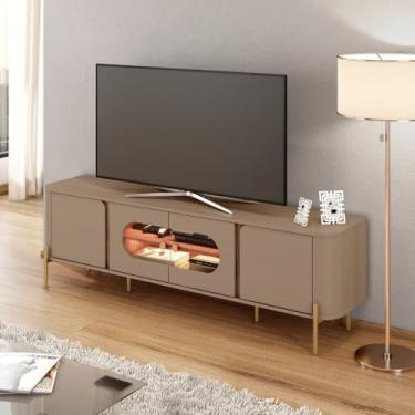 Imagem de Rack Juquehy para TV 75” 4 Portas Nichos e Iluminação LED (Fendi/Carvalho)