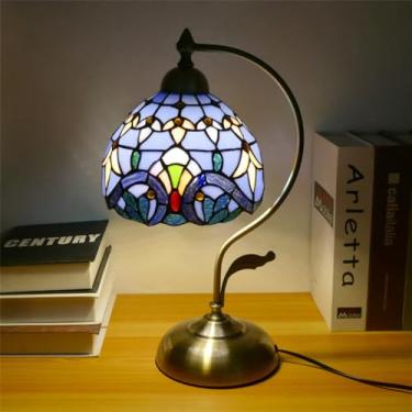 Imagem de Lâmpada De Mesa De Vidro Estilo Tiffany, De Vidro Colorido De Girassol, De Estilo Europeu Vintage, Adequada Para Iluminação Decorativa Em Quartos, estudo E Salas De Estar (Estilo 12)