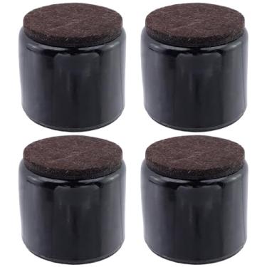 Imagem de Geesatis Elevadores de cama autoadesivos para móveis, suportes para móveis redondos empilháveis resistentes, elevadores adicionam 5,6 cm de altura com almofada de feltro, suporta até 1,814 kg, preto