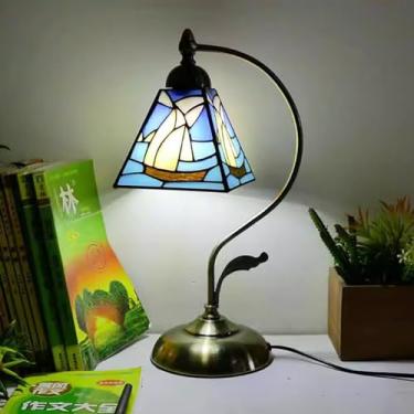Imagem de Lâmpada De Mesa De Vidro Estilo Tiffany, De Vidro Colorido De Girassol, De Estilo Europeu Vintage, Adequada Para Iluminação Decorativa Em Quartos, estudo E Salas De Estar (Estilo 4)