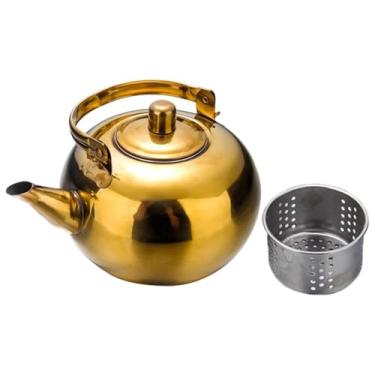 Imagem de Generic Chaleira de chá, bule com alça, aço inoxidável leve, com filtro infusor, jarra de chá prática, utensílios de cozinha para casa e áreas externas, Ouro