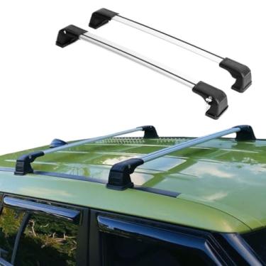 Imagem de Barras transversais para rack de telhado para Kia Soul 2014-2019 - Conjunto de barras transversais de bagagem com trava de alumínio para carregar bagagem, canoa, snowboard, caiaque, bicicleta da ERKUL Car Accessories | Prata