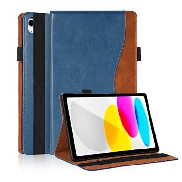 Imagem de TIPOYOROO Capa para iPad 11ª geração 2025 de 11 polegadas/iPad 10ª geração 2022 de 10,9 polegadas, iPad 10 geração, capas de couro PU premium com suporte tipo carteira - azul marinho