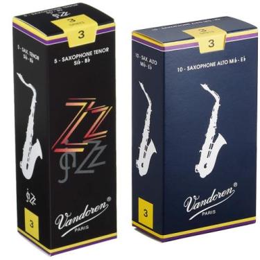 Imagem de Palhetas para saxofone Vandoren ZZ Tenor Strength 3 (x5) e Alto (x10)