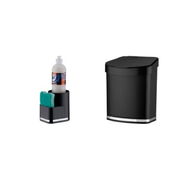 Imagem de Kit cozinha 2 peças preto future lixeira e suporte para detergente e esponja