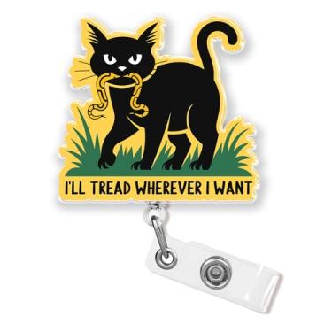 Imagem de Carretel de crachá I'll Treat Wherever I Want de 5 cm com clipe retrátil amante de gatos, Don't Tread On Me, material acrílico meme, acessórios para crachá de identificação para enfermeiras de RH