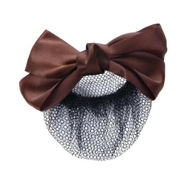 Imagem de Fitas de cabelo de crochê, rede de coque de crochê, pérolas, pingente, clipes de mola, rede de cabelo retrô, coque de cabelo, escritório, gravata presilha