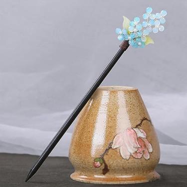 Imagem de Grampo de cabelo feminino vintage de madeira preta Sakura flor grampo de cabelo fantasia acessórios de cabelo chineses grampos de cabelo