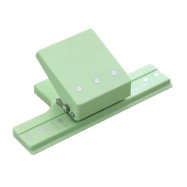 Imagem de Fenteer Perfurador de papel com 3 furos, capacidade para 5 folhas de cartões comemorativos, perfurador de papel com fotos, de furos, Verde
