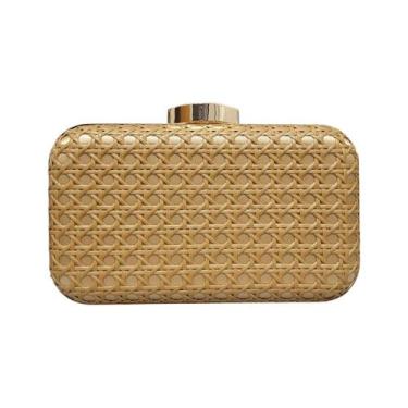 Imagem de Bolsa Clutch Festa Casual Palha Fecho - Lika Bijuterias, Marron k, 2