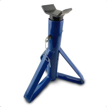 Imagem de Cavalete Automotivo Tripé 2 Toneladas Ajustável 4 Alturas Aço Galvanizado Estável Seguro para Carros e Caminhonetes (Azul)