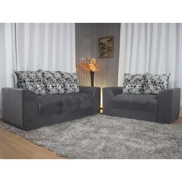Imagem de Sofá 2 e 3 Lugares Cinza com Floral 605/37 Porto - Alpoim