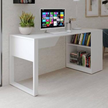 Imagem de Mesa Escrivaninha 1 Prateleira Me4182 Branco - Tecno Mobili, Branco