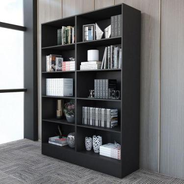 Imagem de Estante para Livros Duda 8 Prateleiras Preto - Carioca Móveis, Preto
