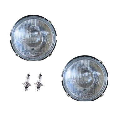 Imagem de Kit Farol Vidro Compativel Vw Fusca Kombi Passat + Lâmpadas