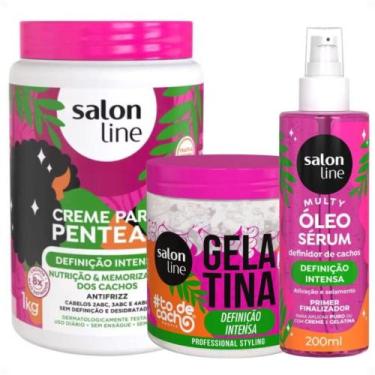 Imagem de Kit Salon Line Definição Intensa: Creme Para Pentear 1kg, Gelatina Cap