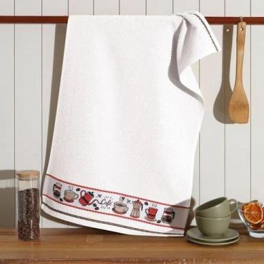 Imagem de Pano de Copa Felpudo Jacquard Vida 2 Liso Barrado Café - Dohler - 45x7